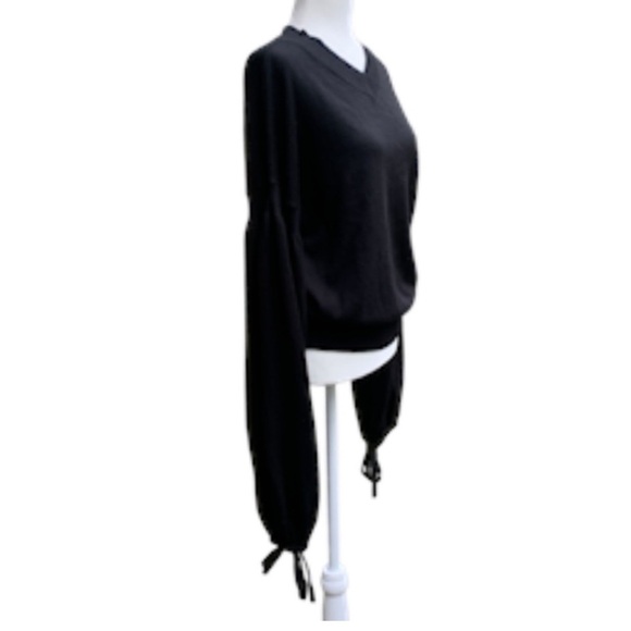 Zimmermann Black Sweater Merino Wool 6 Oversized Exaggerated Sleeves Ties - Picture 3 of 13
